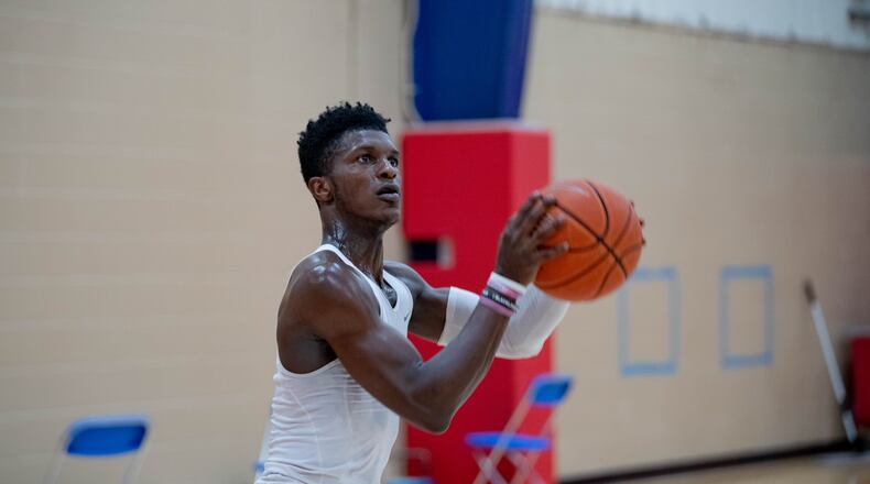 Dayton's Dwayne Cohill practices in September 2020 at the Cronin Center in Dayton. Photo by AJ Schraffenberger