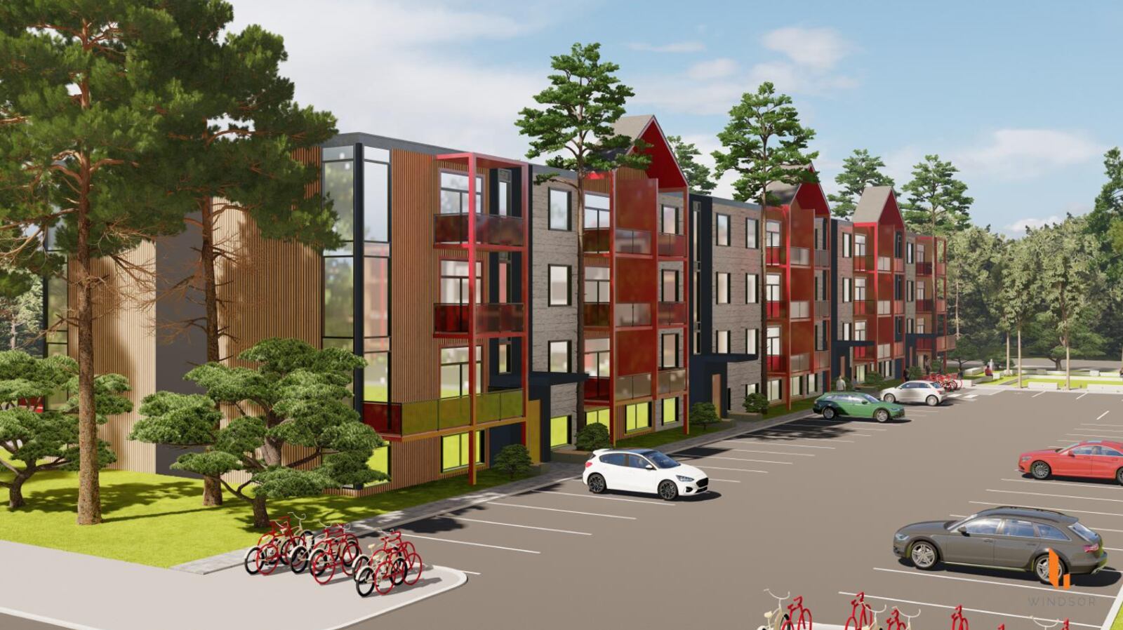 A rendering of proposed apartments at site of the former Antioch College student union in Yellow Springs. CONTRIBUTED