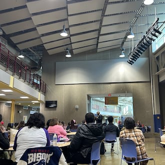 Parents recently gathered at Ponitz High School to discuss changes at Dayton Public School buildings for next school year. Eileen McClory / staff