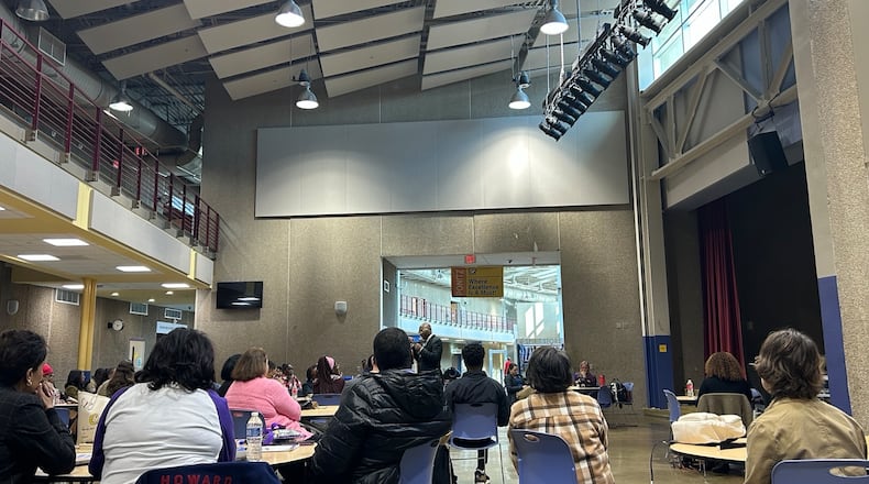 Parents recently gathered at Ponitz High School to discuss changes at Dayton Public School buildings for next school year. Eileen McClory / staff