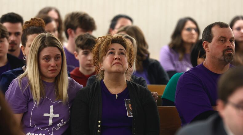 Tracey Conley, the mother of Isabell, grieves as the man who hit and killed her daughter is sentenced Friday, Feb. 24, 2023. BILL LACKEY/STAFF