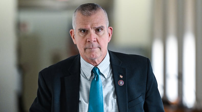 Rep. Matt Rosendale (R-Mont.) on Capitol Hill in Washington, Oct. 13, 2023. (Kenny Holston/The New York Times)