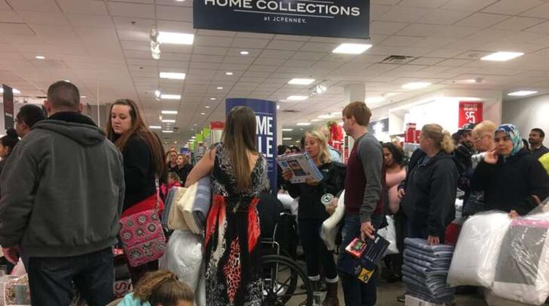 Shoppers crowded the JC Penney in Beavercreek on Thanksgiving. KARA DRISCOLL/STAFF