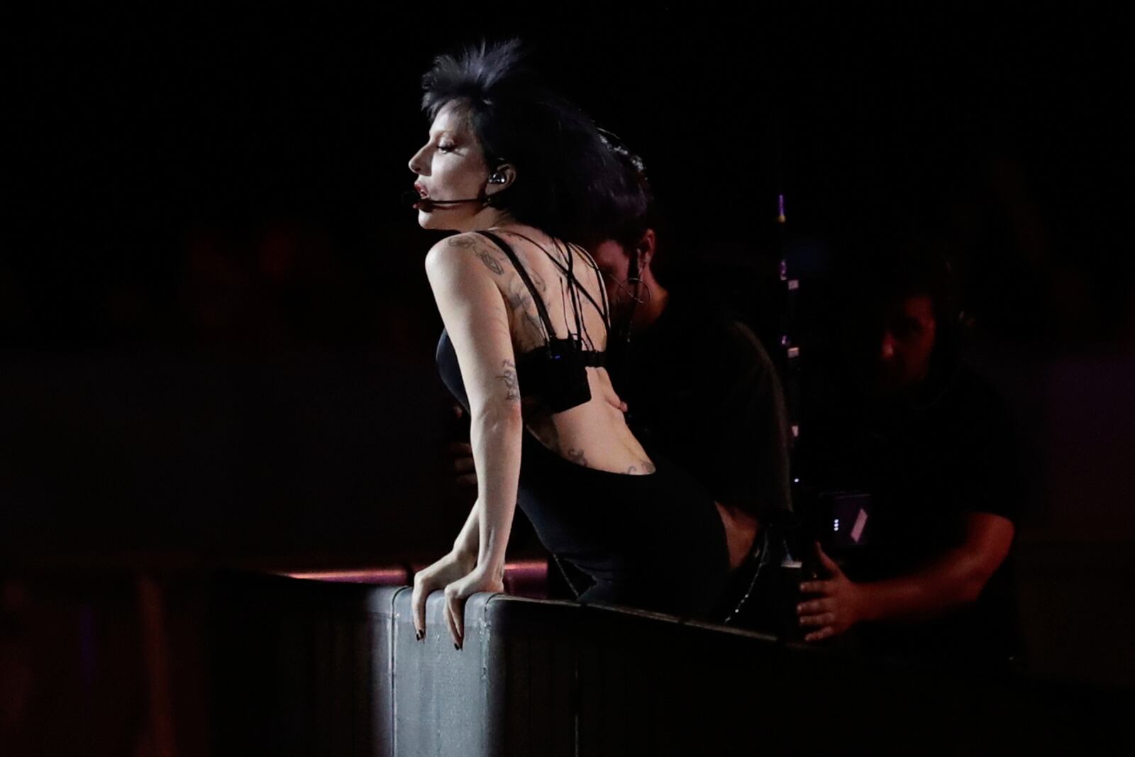 FILE - Lady Gaga rehearses for her free concert on Copacabana beach, in Rio de Janeiro on May 2, 2025. (AP Photo/Bruna Prado, File)