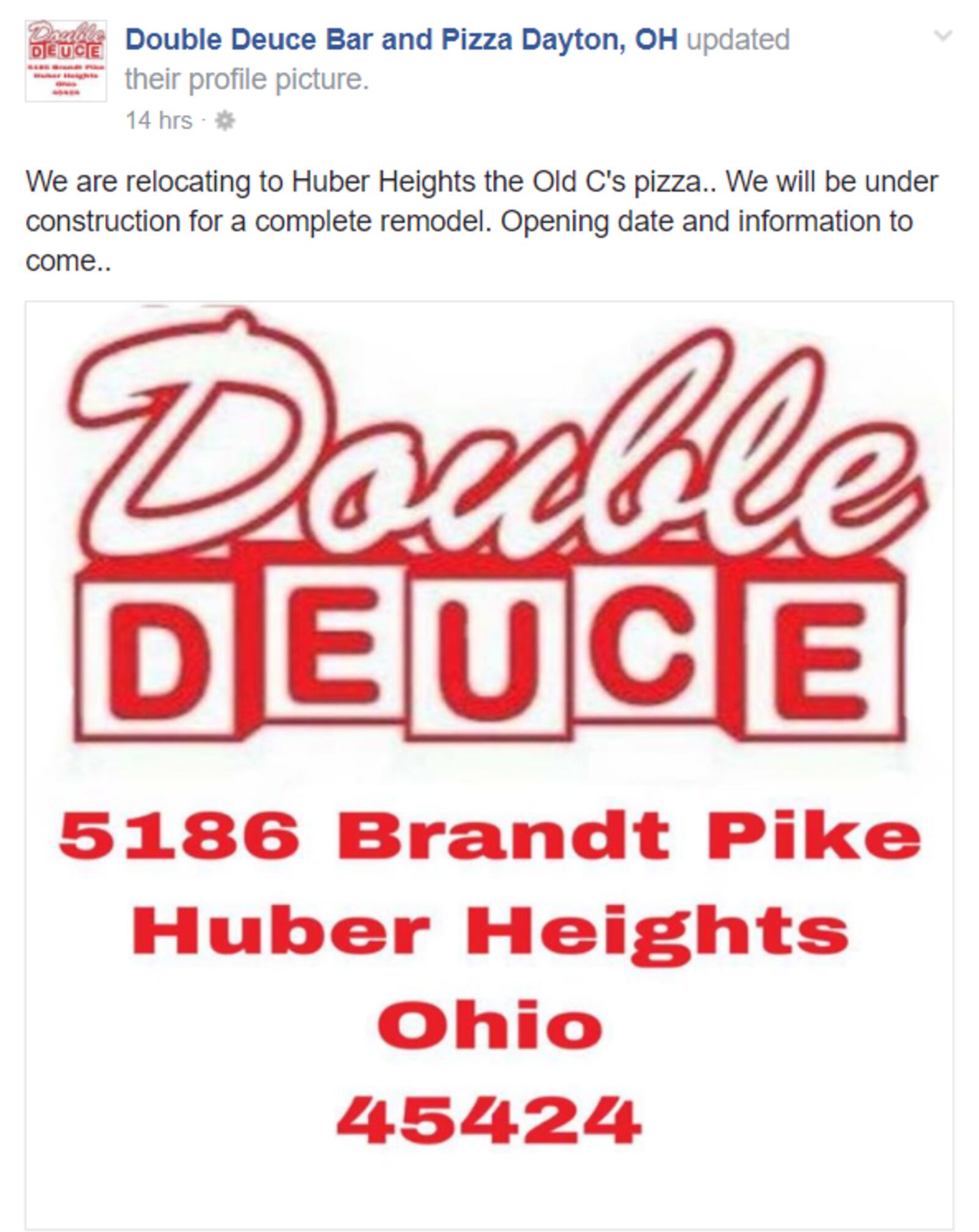 Facebook page announcement.