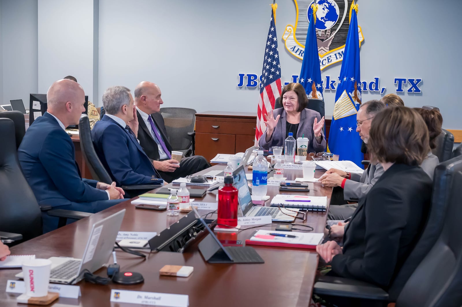 Lorna Estep, who is retiring as executive director of Air Force Materiel Command, visited the Air Force Installation and Mission Support Center at Joint Base San Antonio-Lackland Texas in 2023. Air Force photo by Malcolm McClendon