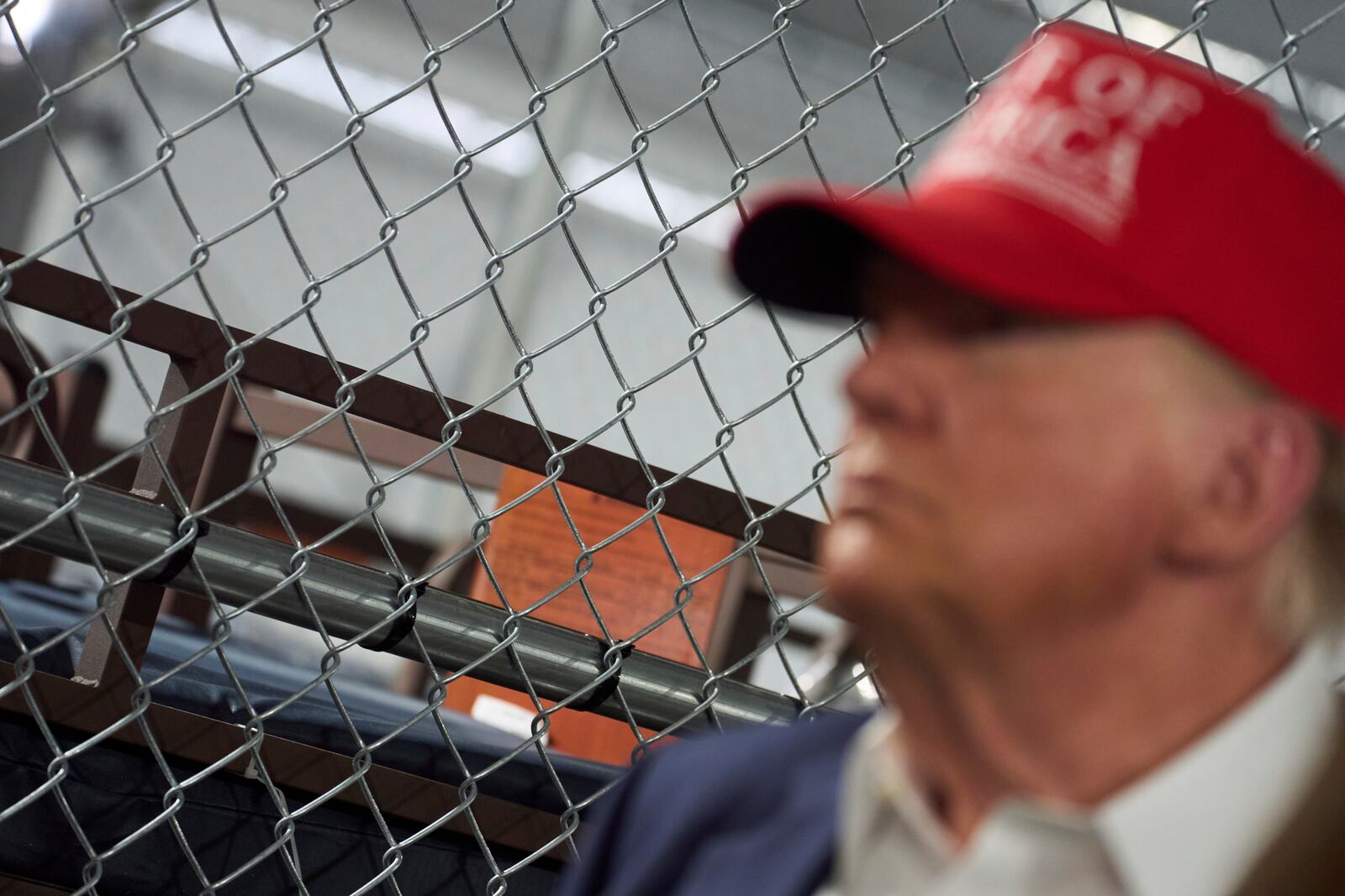 President Donald Trump tours "Alligator Alcatraz," a new migrant detention facility at Dade-Collier Training and Transition facility, Tuesday, July 1, 2025, in Ochopee, Fla. (AP Photo/Evan Vucci)