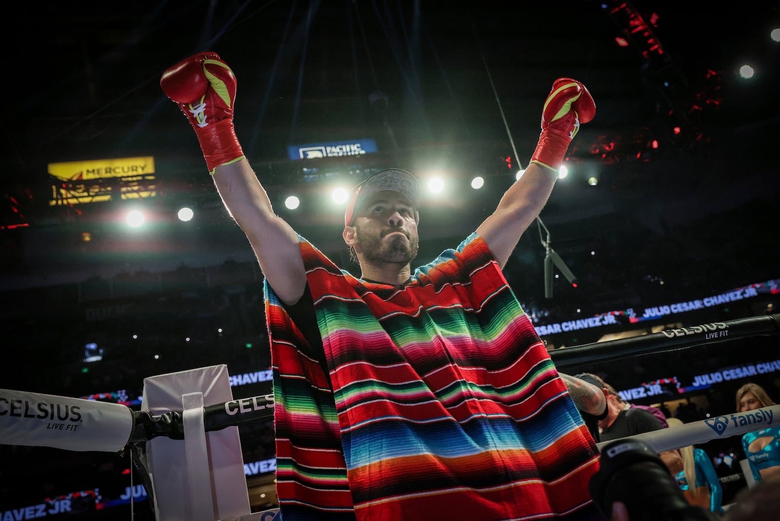 Julio Cesar Chavez Jr. arrives for his cruiserweight boxing match against Jake Paul on Saturday, June 28, 2025, in Anaheim, Calif. (AP Photo/Etienne Laurent)