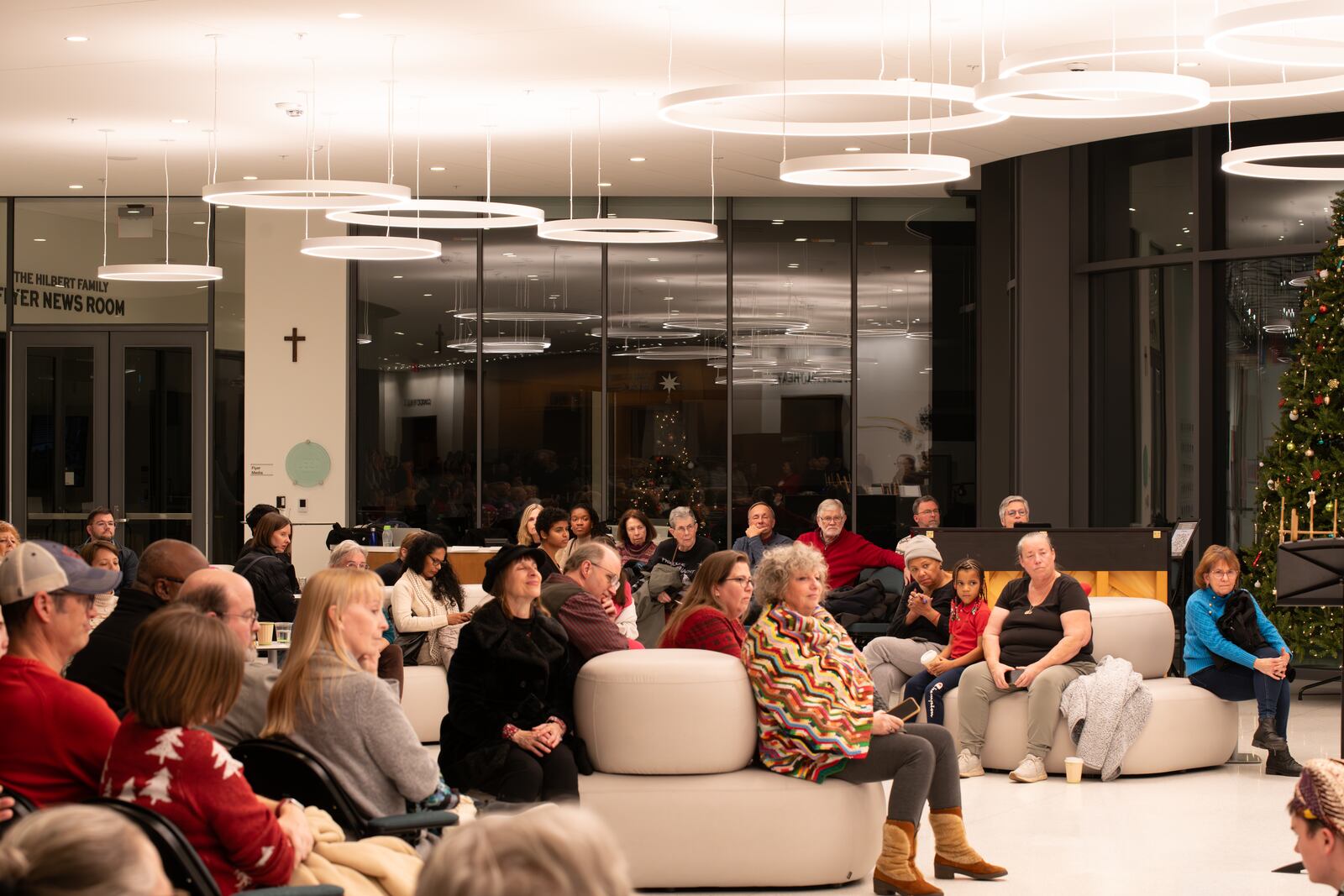The lobby area of the new Glass Center meets a variety of needs. Pictured, a music festival. 
Submitted.