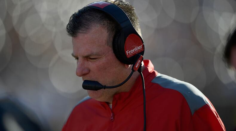 Head coach Chuck Martin of the Miami RedHawks looks on during the fourth quarter of the game last season at Minnesota. Photo by Hannah Foslien/Getty Images