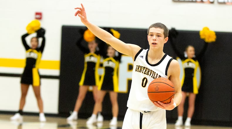 Centerville sophomore point guard Gabe Cupps during a game earlier this season. Jeff Gilbert/CONTRIBUTED