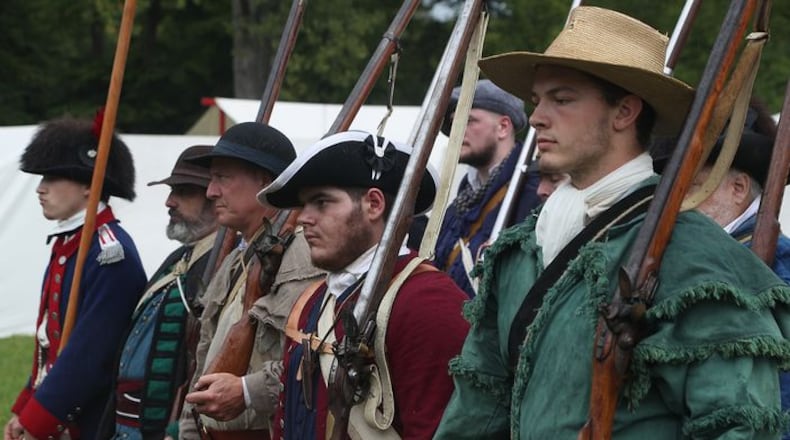 Militia drills at the Fair at New Boston. (BILL LACKEY)