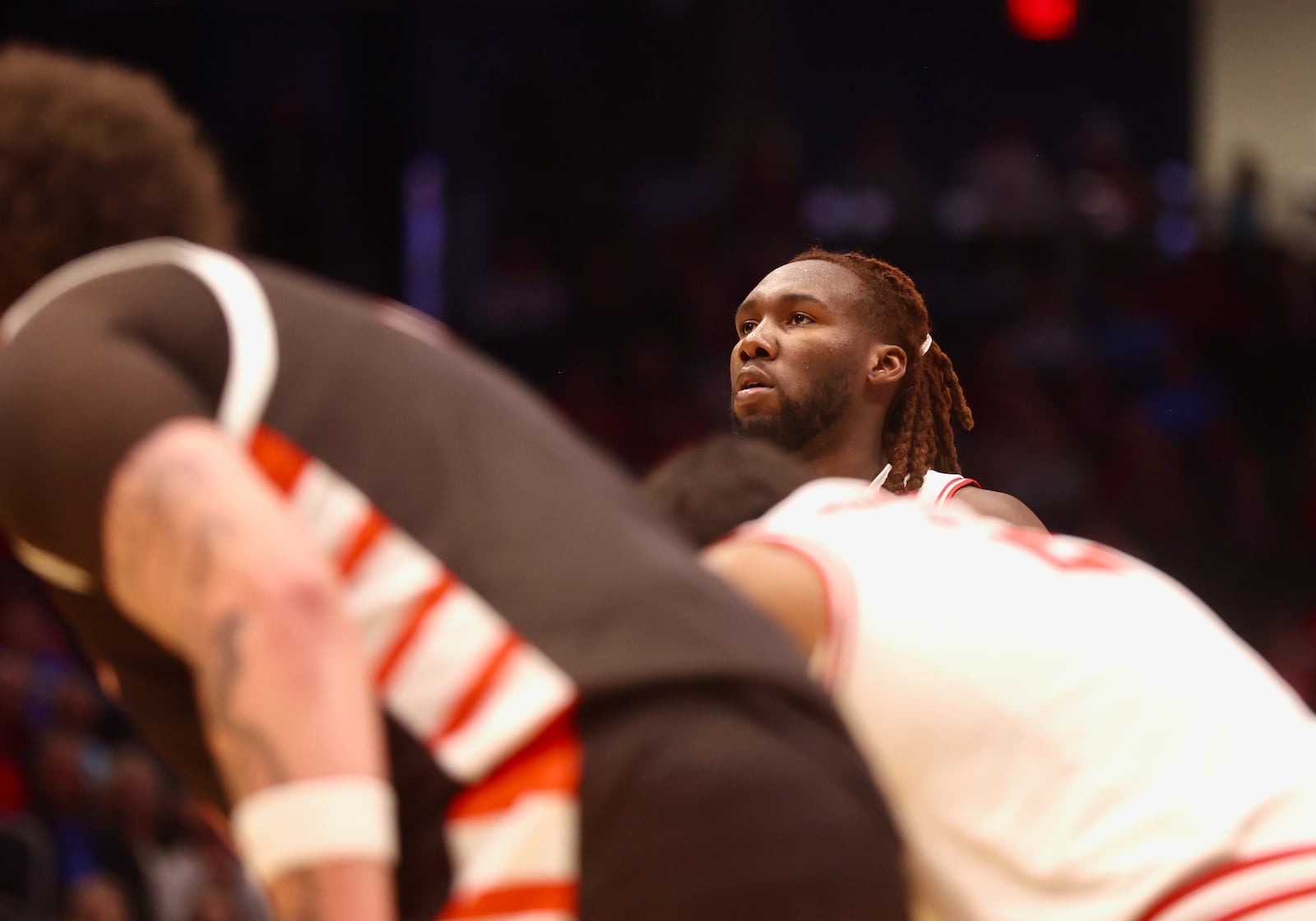 Dayton's Jaiun Simon shoots a free throw during an exhibition game against Bowling Green on Monday, Oct. 27, 2025, at UD Arena. David Jablonski/Staff