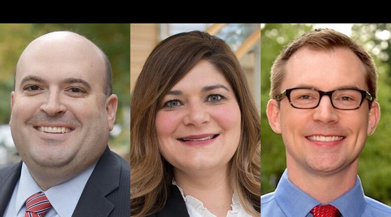 Democrats from left, Russ Joseph, Ryan Taylor and Zach Dickerson all interviewed with a party screening committee seeking to fill an unexpired Montgomery County treasurer’s term. Joseph was selected. SUBMITTED