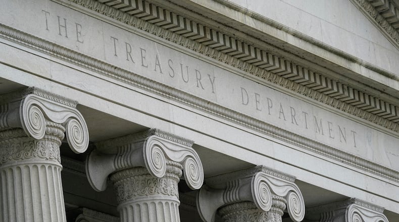 FILE - The Treasury Building is viewed in Washington, May 4, 2021. (AP Photo/Patrick Semansky, File)