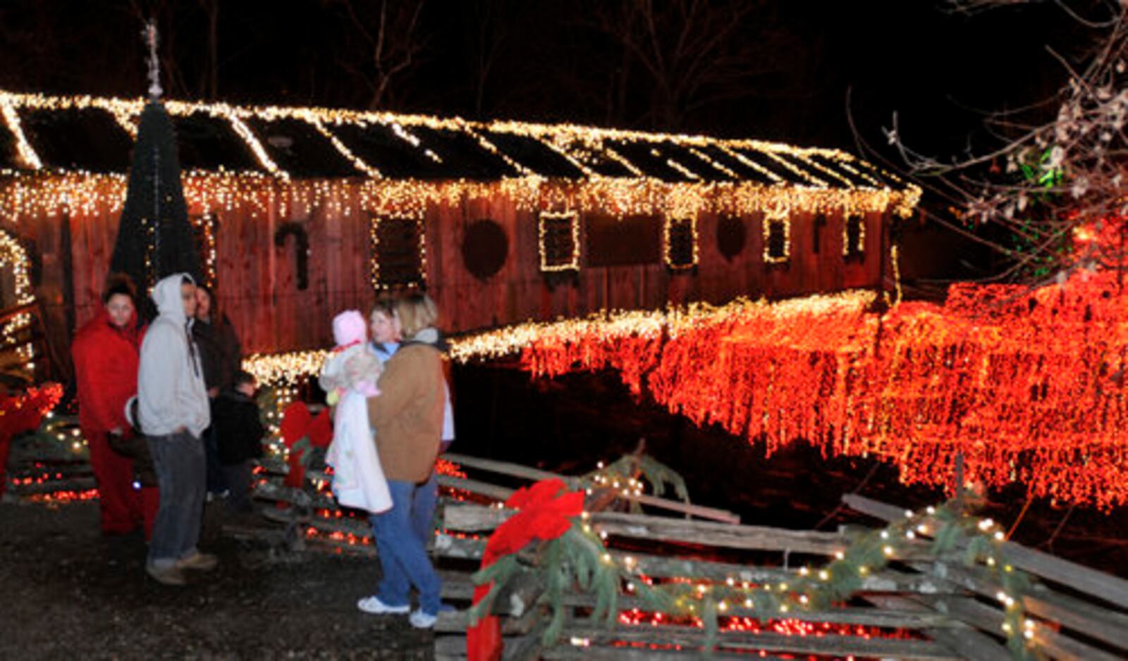 Holiday lights at Clifton Mill.