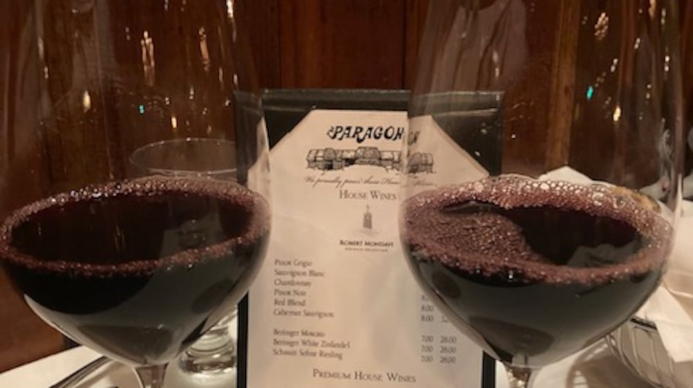 The Groth Cabernet ($25 glass/$95 bottle) and the Meiomi Cabernet ($12 glass/$44 bottle) at the Paragon Supper Club in Washington Twp. RAY MARCANO/CONTRIBUTED