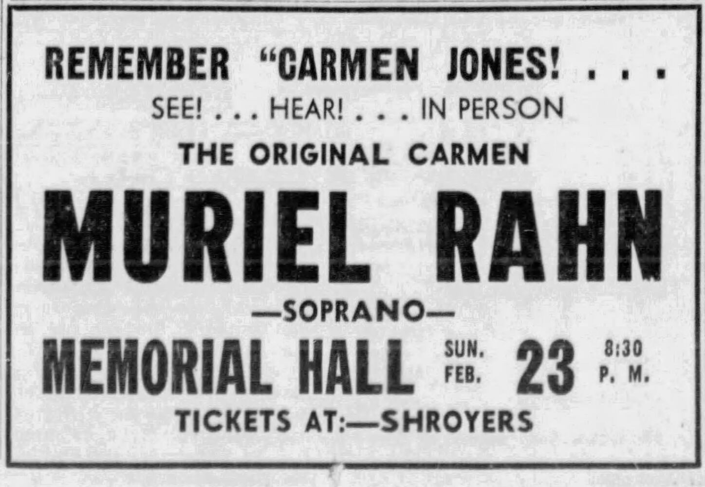 Memorial Hall concerts and shows