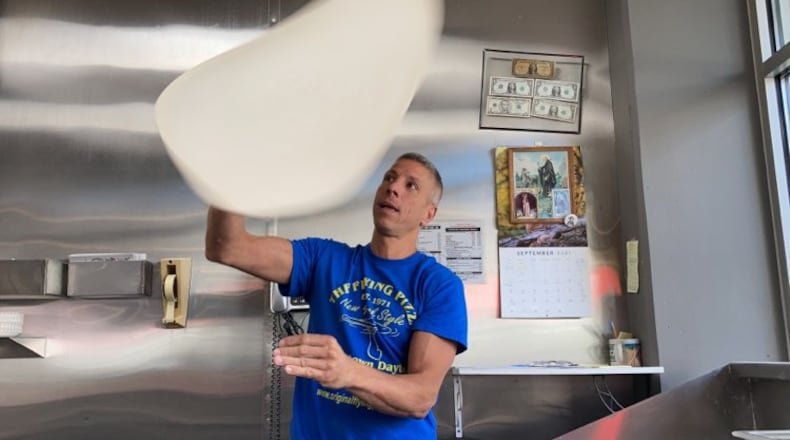 Tony and Frank Graci, sons of Flying Pizza founder John Graci, have been celebrating all year long by doing what they do best, tossing dough high above their heads and chatting merrily with loyal customers. On Oct. 1, the official 50th anniversary, the restaurant will thank the community by giving away gift certificates, free T-shirts, sweatshirts and other giveaways.