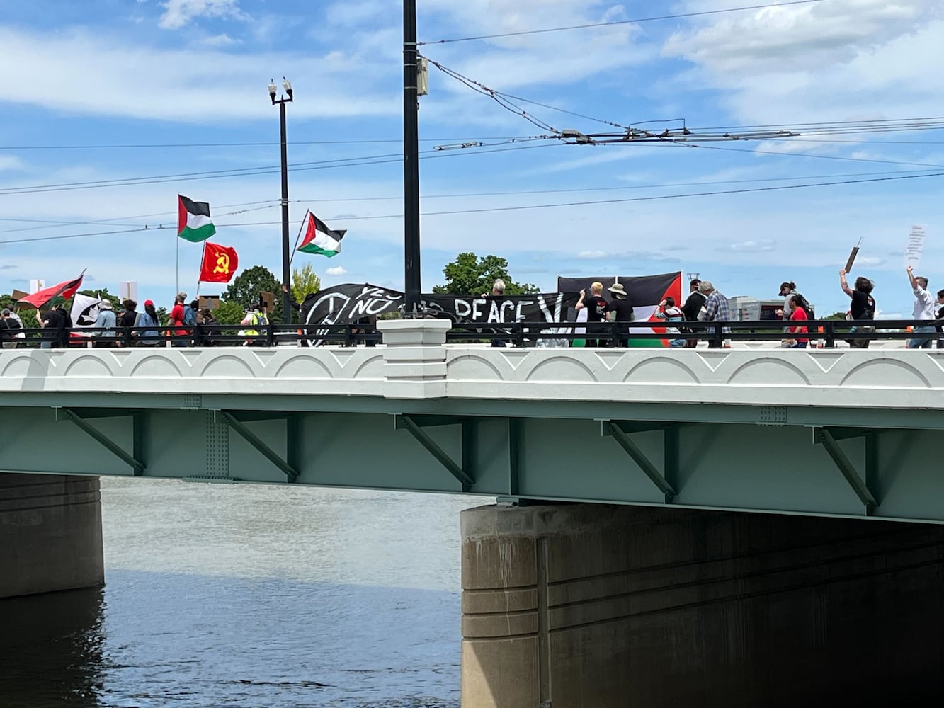 NATO Protesters on the Main Street Bridge