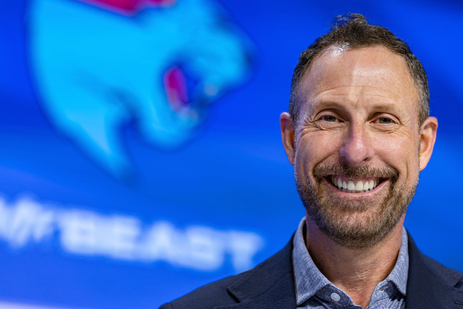 Jeffrey Housenbold, CEO and president of MrBeast, poses for a picture during a Nasdaq closing bell ceremony Wednesday, July 23, 2025, in New York's Times Square. (AP Photo/Stefan Jeremiah)