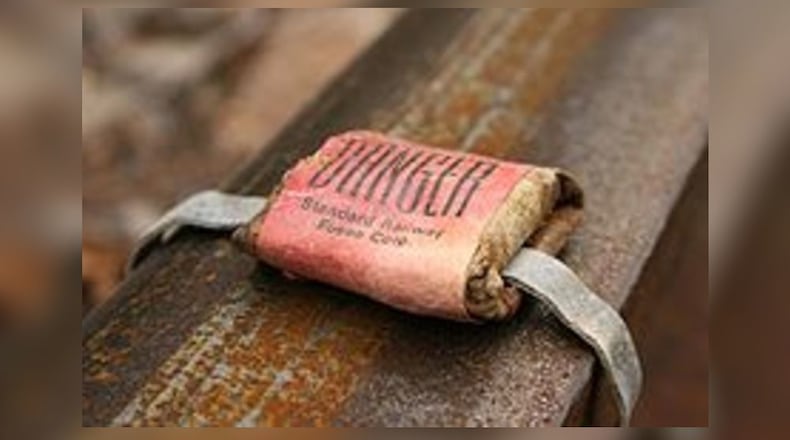 A railroad torpedo, once common in the railroad business.