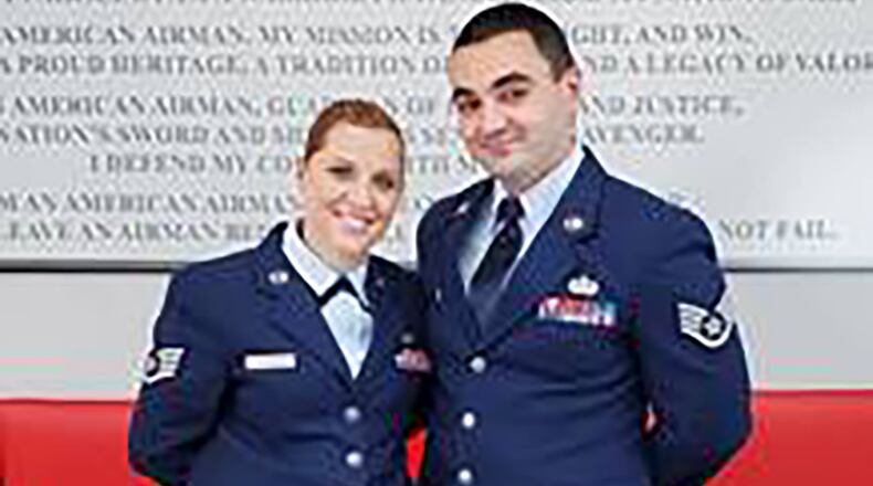 In June, Staff Sgts. Cameron and Khrysta Gomula both graduated from the Community College of the Air Force, receiving their associate degrees in Information Systems Technology. The Gomulas are now both working on obtaining their bachelor’s degrees. (Courtesy photo)