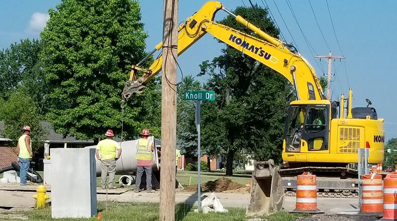The city began widening and reconstruction work along portions of Kemp Road and Dayton-Xenia Road last year FILE
