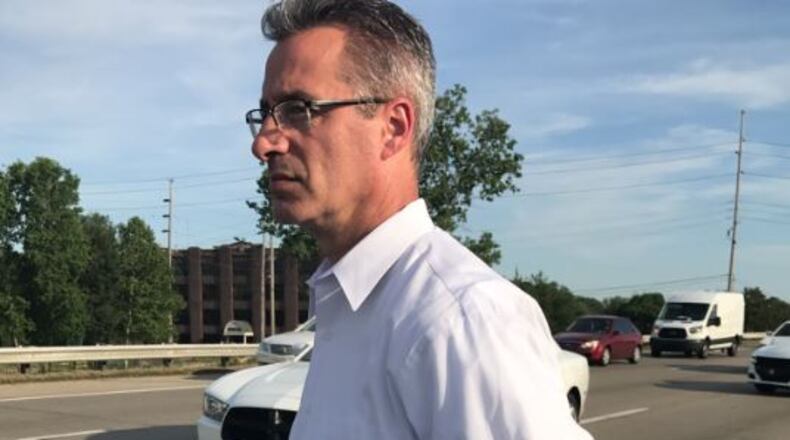 Indianapolis Police Chief Bryan Roach and two others pulled an injured driver to safety from a wreck on I-70 on Monday evening, May 15, 2017. (Courtesy/IMPD)