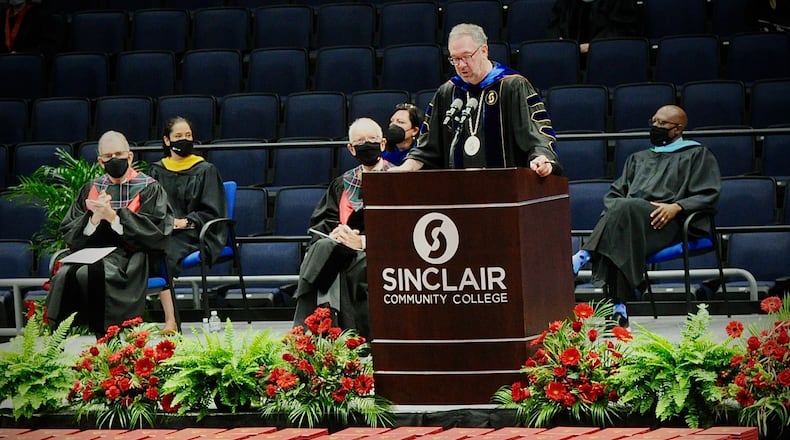 Sinclair Community College graduation was held at the University of Dayton Arena Thursday, May 6, 2021. MARSHALL GORBY\STAFF