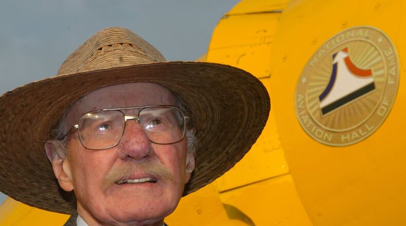 Air show legend Bob Hoover is shown in 2005. Hoover, who was once stationed at Wright Field and inducted into the National Aviation Hall of Fame, has died at the age of 94. MIKE ULLERY/NATIONAL AVIATION HALL OF FAME