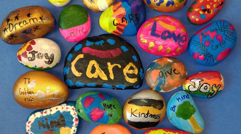 Students at Cline Elementary in Washington Twp. have painted Kindness Rocks, which are designed to help spread empathy and happiness. CONTRIBUTED