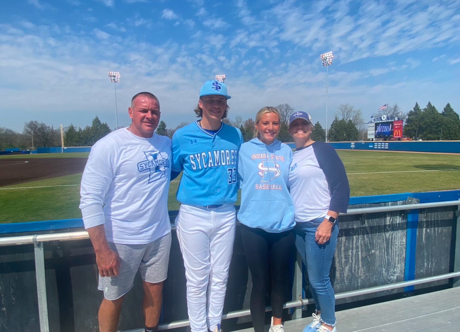 The Hayden Family at Indiana State: dad Todd, Luke, sister Ella and mom Michelle. CONTRIBUTED PHOTO