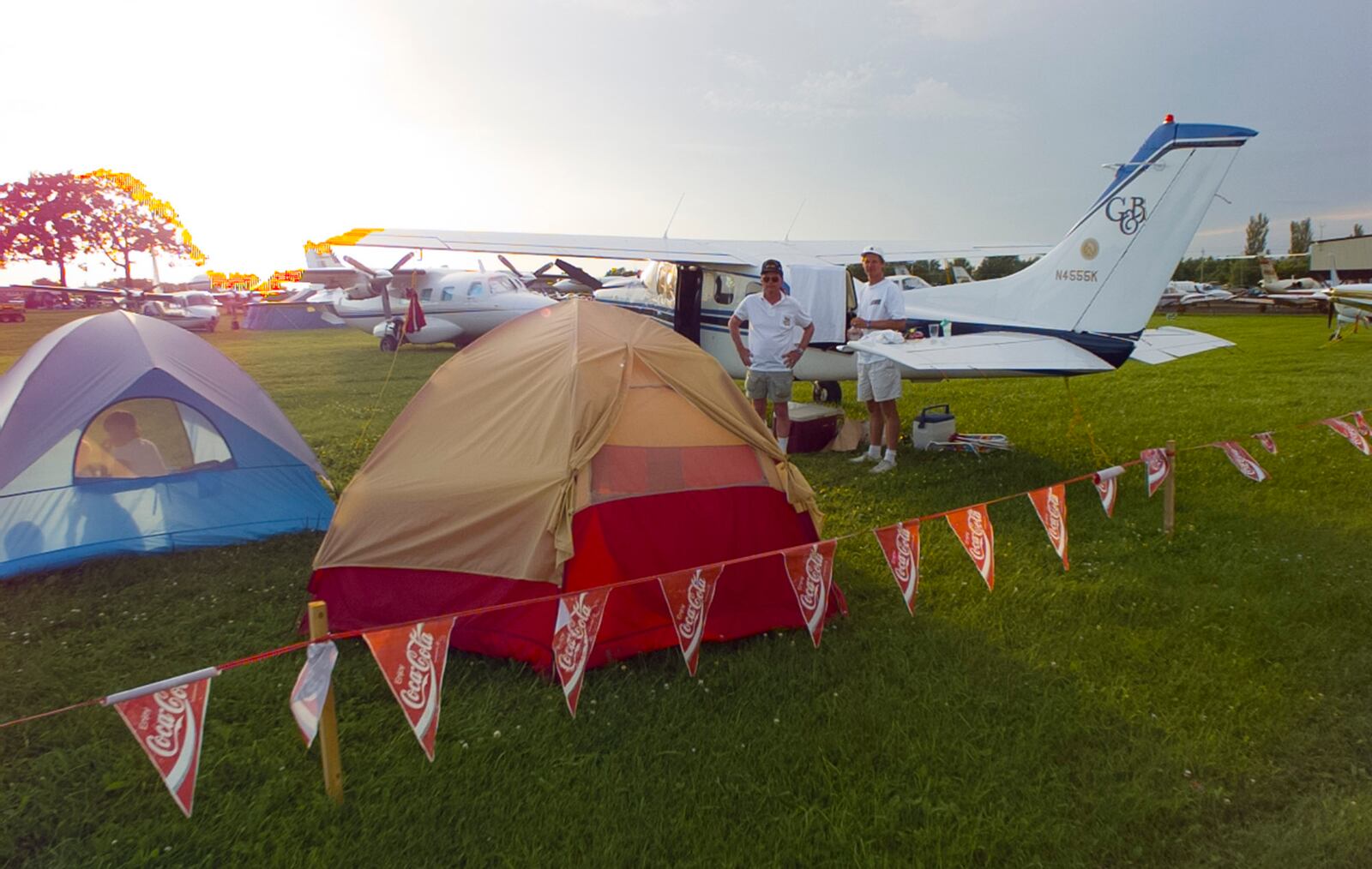 Many participants in the EAA Convention camp under the wings of their airplanes - 1997