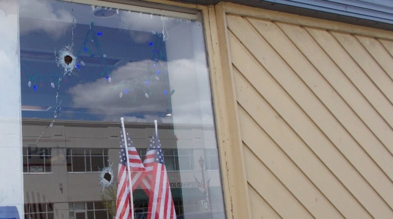 The Greene County Democrat Party Building in Xenia was shot over the weekend. Photo courtesy Xenia police