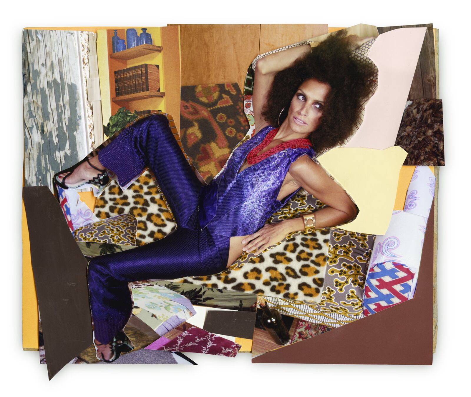 This photograph by Mickalene Thomas is “Racquel Leaned Back.” CONTRIBUTED
