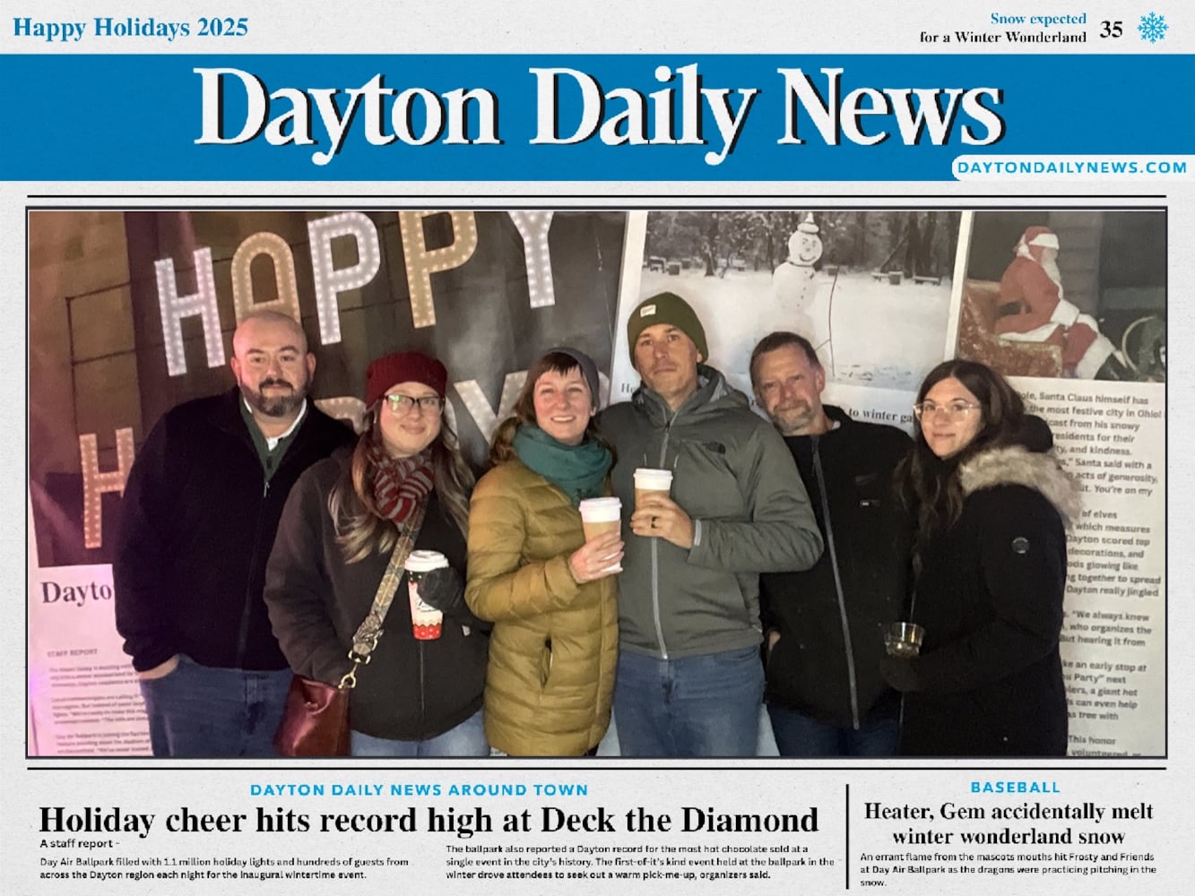 "Front Page News" photo booth photos from Deck the Diamond