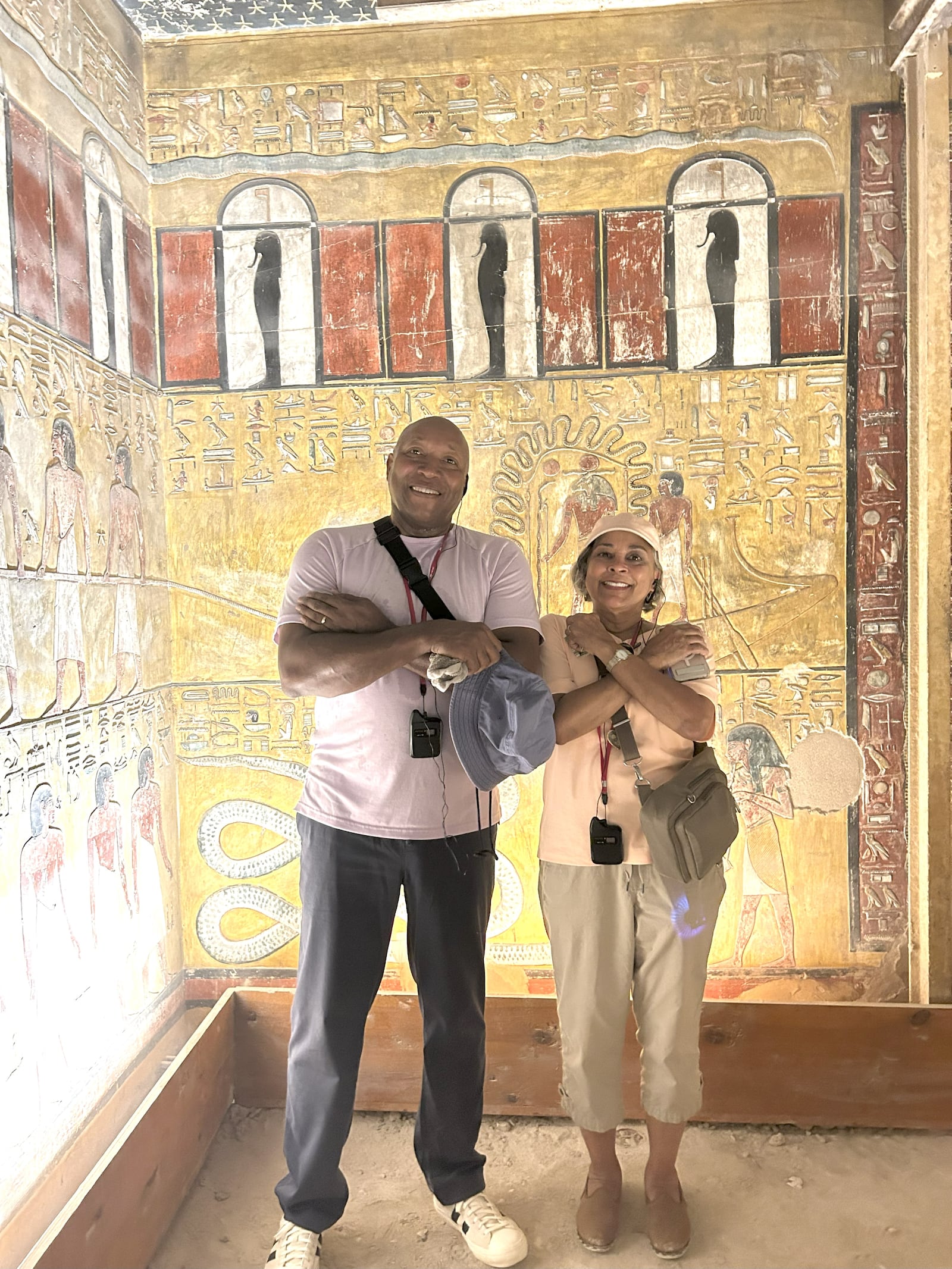 Johnny Davis and his wife Lezli visit a tomb during a recent trip to the Pyramids in Egypt. CONTRIBUTED PHOTO