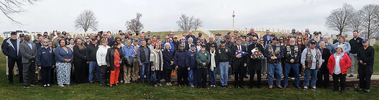 Capt. Leora V. Gray, a Vietnam veteran with no known relatives, was honored Monday, March 4, 2024 at the Dayton National Cemetery. Over one hundred people who did not know her attended to thank her for her service. MARSHALL GORBY\STAFF