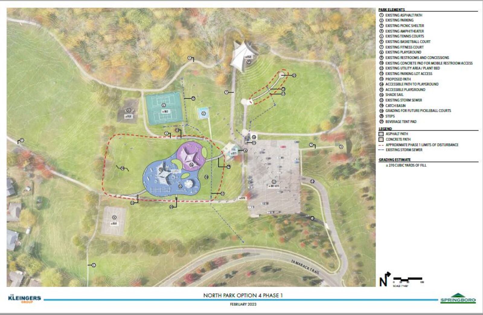 This is a concept drawing of the Phase 1 improvements planned for updating playground equipment at North Park. Springboro officials said they will be utilizing ARPA funds for the project. CONTRIBUTED/CITY OF SPRINGBORO