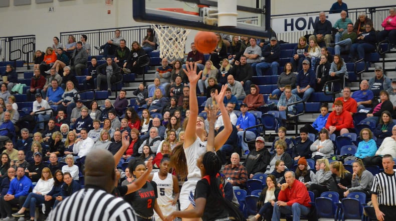 Madeline Westbeld puts up a shot during a recent game vs. Wayne at Trent Arena. Eric Frantz/CONTRIBUTED