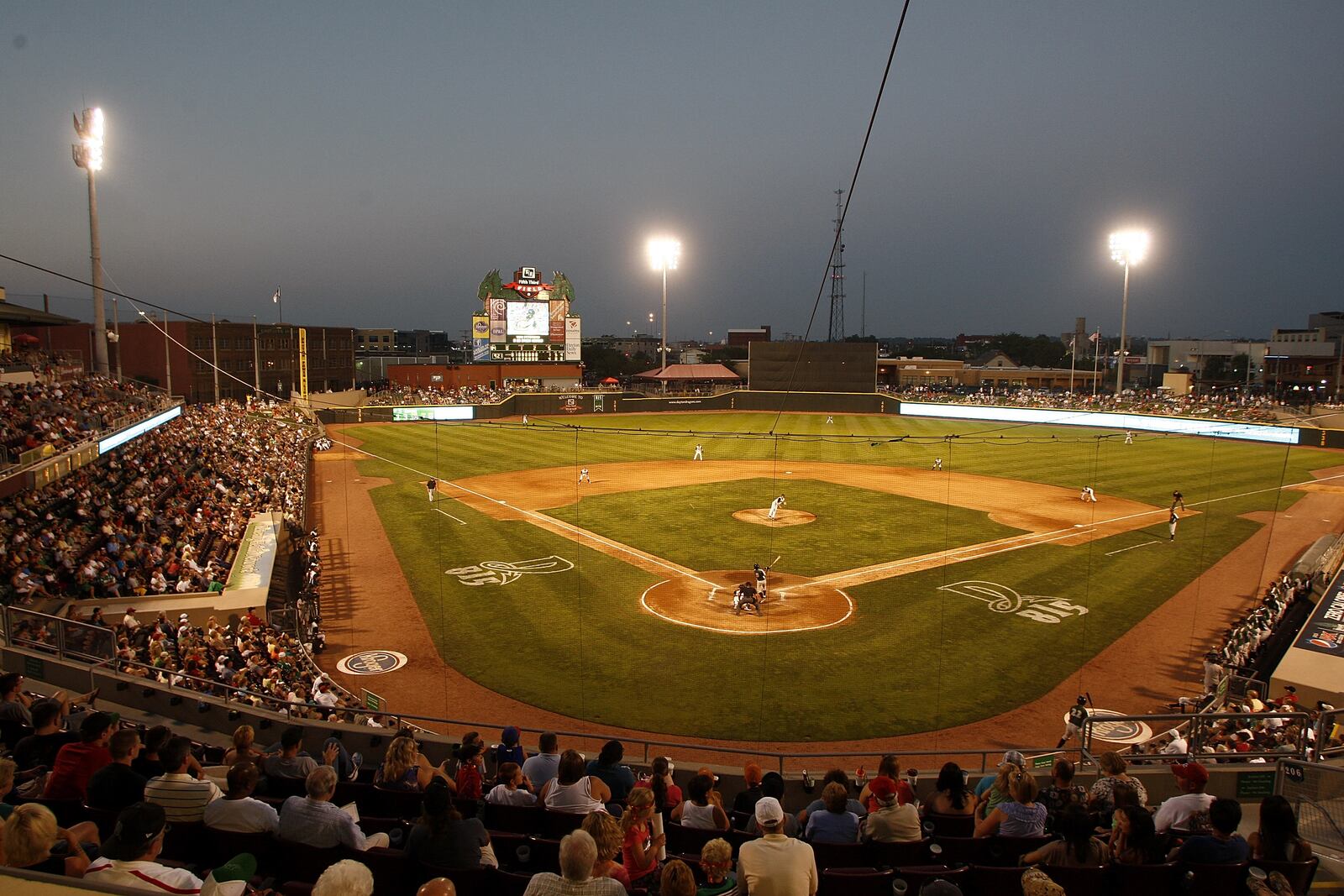Jose Siri hit stretched his hitting streak to 29 games Sunday with a pair of triples for the Dragons. He has a ways to go, though, to match the record set in this photo where the Dragons beat South Bend  4-1 on July 9, 2011 at Fifth Third Field as Dayton set the professional sports consecutive sellout record at 815 consecutive games.