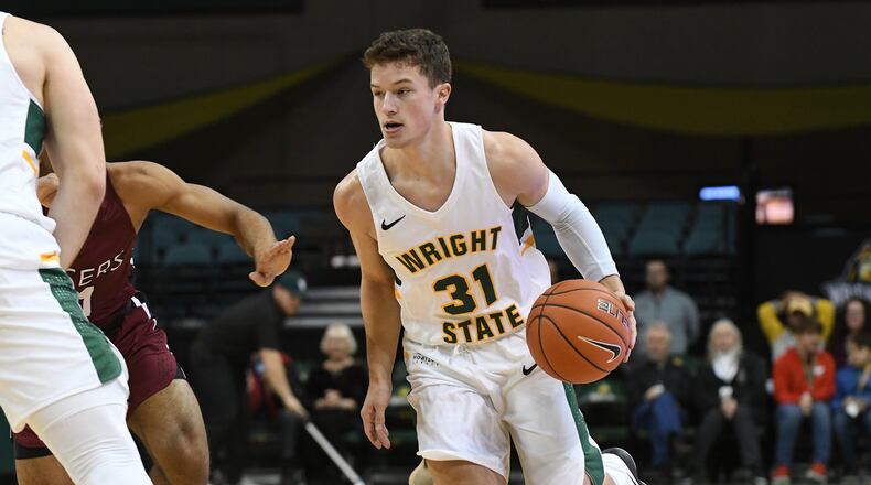 Wright State junior point guard Cole Gentry leads the Raiders in 3-point shooting, assists and steals. Gentry leads the Raiders into tonight’s game vs. 16th-ranked Mississippi State. Keith Cole/CONTRIBUTED