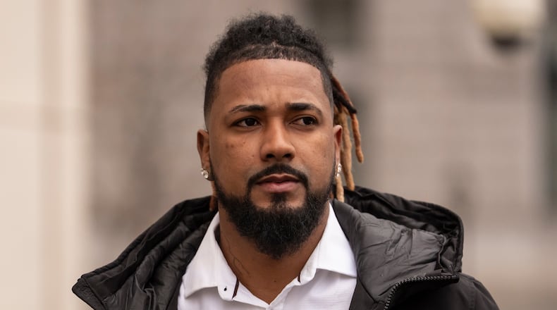 Cleveland Guardians' Emmanuel Clase arrives at Brooklyn federal court, Wednesday, Feb. 18, 2026, in New York. (AP Photo/Yuki Iwamura)
