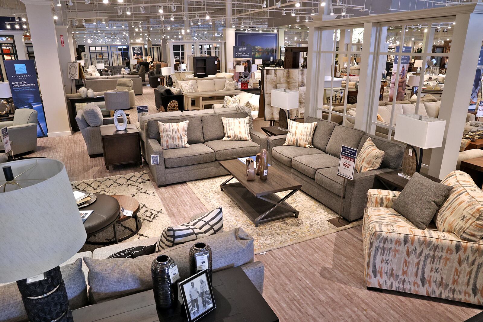The showroom of the Morris Home Furniture store Beavercreek store. BILL LACKEY/STAFF