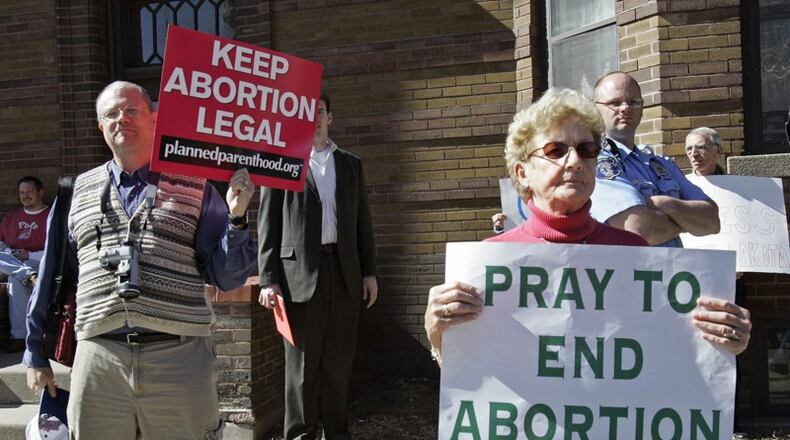 Abortion protesters outside of a Kettering abortion clinic. File photo