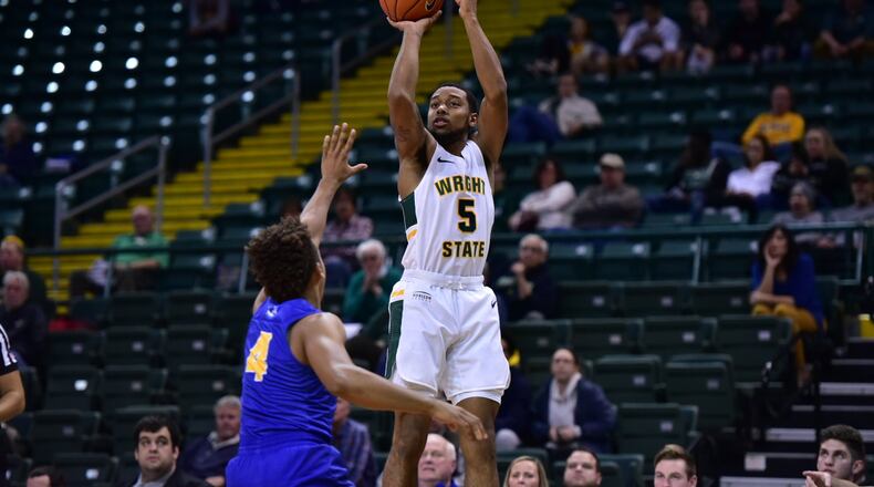 Wright State freshman Skyelar Potter shoots a jumper during Wednesday night’s exhibition game vs. Notre Dame College. Joseph Craven/CONTRIBUTED