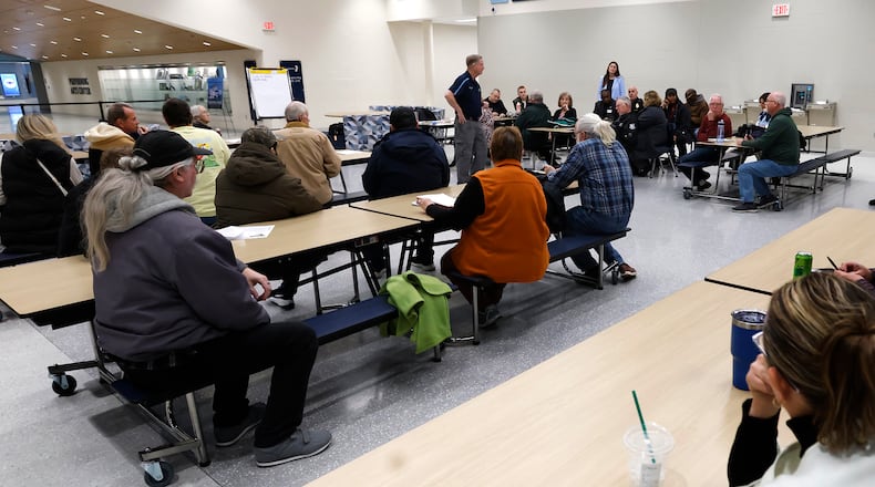 In this file photo, Fairborn leaders and residents discuss the future of marijuana sales in the city during a public forum Monday night, Jan. 28, 2025 at Fairborn HIgh School. MARSHALL GORBY\STAFF