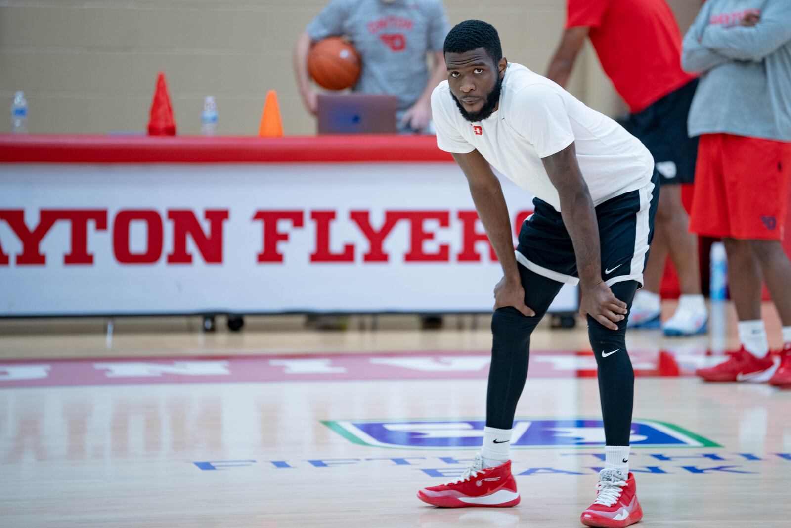 Dayton's Jalen Crutcher practices in September 2020 at the Cronin Center in Dayton. Photo by AJ Schraffenberger