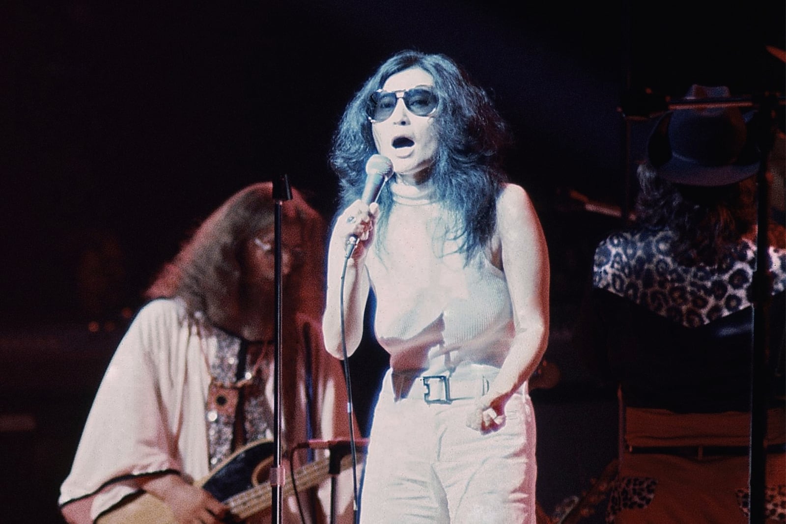 FILE - Yoko Ono performs during a charity concert at Madison Square Garden in New York on Aug. 30, 1972. (AP Photo/Dave Pickoff, File